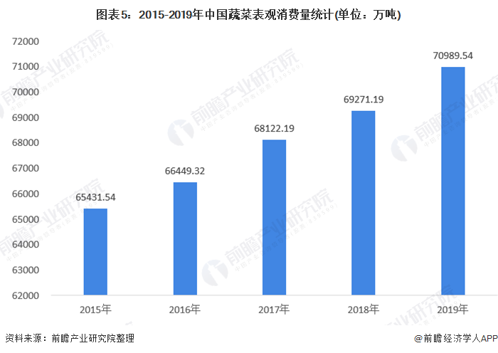 2020年中国蔬菜种植行业市场规模与发展趋势分析 蔬菜供需均缓慢增长(图5)